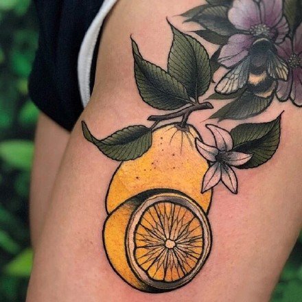 点击大图看下一张：柠檬纹身 一组好看的水果柠檬的纹身图片