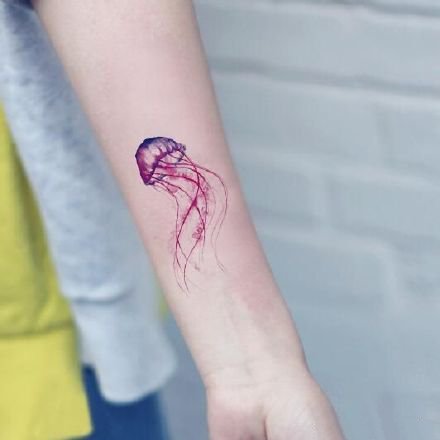 点击大图看下一张：9款漂亮的小清新水母纹身图片