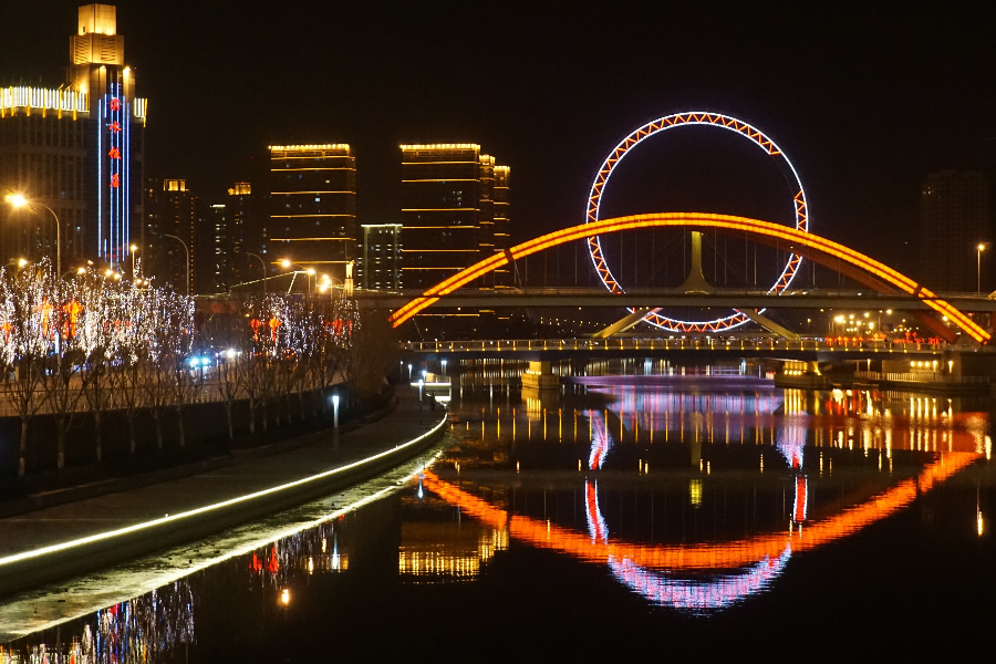 点击大图看下一张：天津海河绝美夜景图片