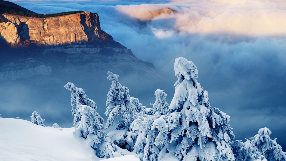 点击大图看下一张：冬日唯美迷人的雪景电脑壁纸