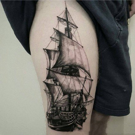 点击大图看下一张：帆船纹身 9款帆船主题的船纹身图片