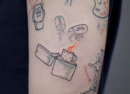 点击大图看下一张：打火机主题的10款纹身作品图案