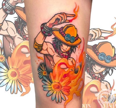 点击大图看下一张：海贼王纹身 一组香克斯艾斯恶魔果实等纹身图案
