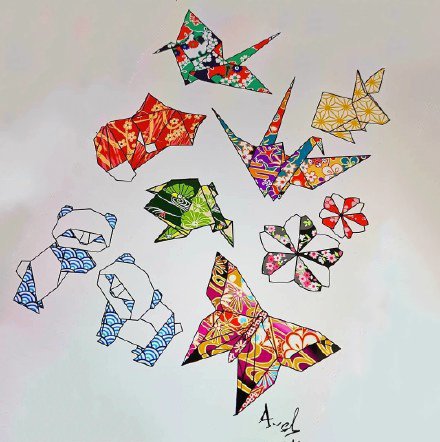 点击大图看下一张：充满童趣的的9款折纸纹身图案