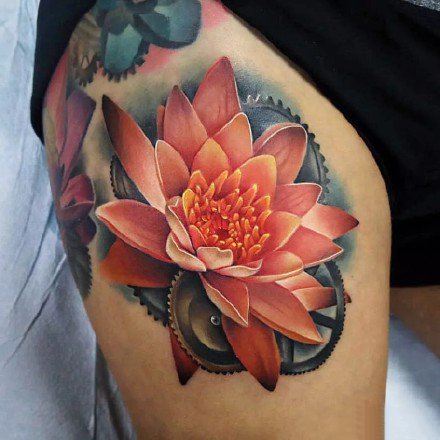 点击大图看下一张：写实纹身花朵 一组玫瑰花等逼真写实的大花卉纹身图案