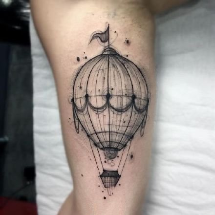 点击大图看下一张：飞向梦想的的9款小清新热气球纹身图案