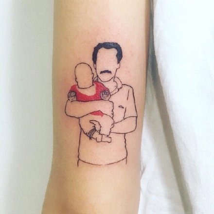 点击大图看下一张：18款父亲与孩子的父爱主题纹身图案