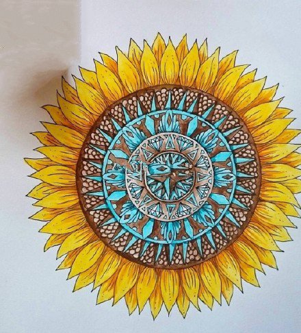 点击大图看下一张：向阳花纹身 夏日一组艳丽的向日葵纹身图片