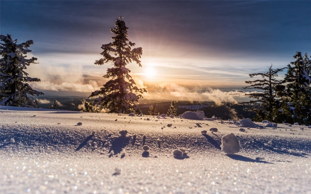 点击大图看下一张：十二月唯美雪景高清桌面壁纸