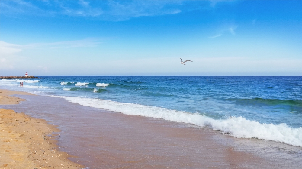 点击大图看下一张：唯美海洋沙滩风光高清桌面壁纸
