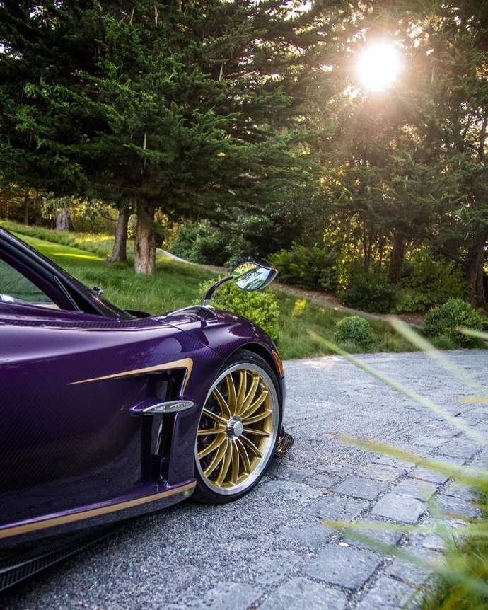 点击大图看下一张：炫酷帅气的紫色帕加尼超级跑车图片