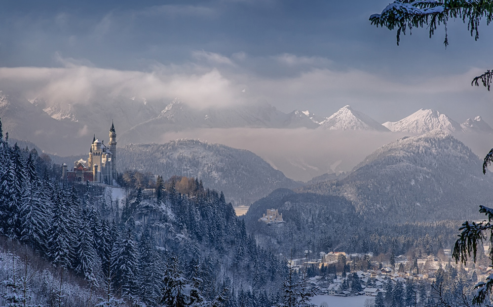 点击大图看下一张：德国巴伐利亚冬天雪景图片