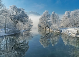 德国巴伐利亚冬天雪景图片