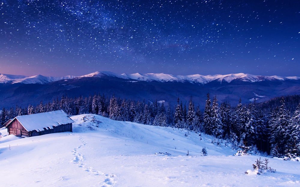 点击大图看下一张：冬季漫天飞雪雪景图片
