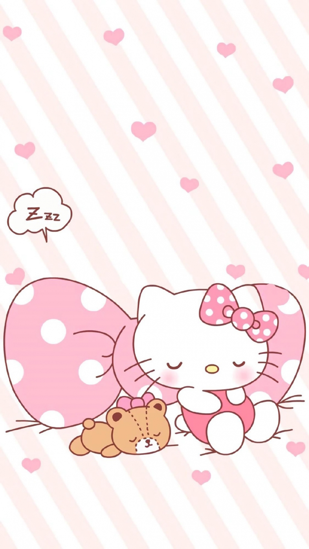 点击大图看下一张：粉嫩少女心凯蒂猫卡通图片手机壁纸