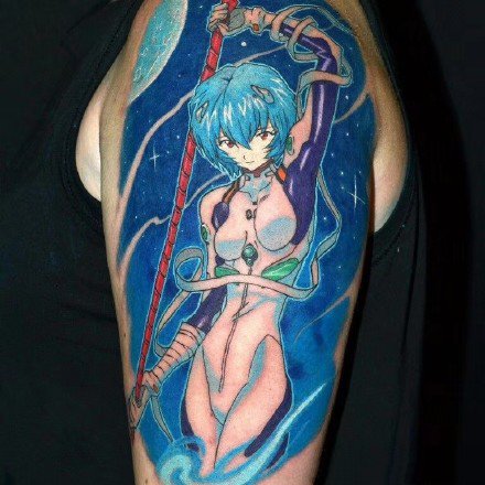 点击大图看下一张：EVA纹身 动漫新世纪福音战士主题的纹身作品图案