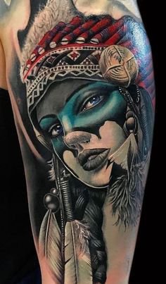点击大图看下一张：写实女郎纹身 欧美的9款彩色写实女郎人像纹身作品