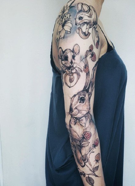点击大图看下一张：插画花臂纹身 手绘插画的9款花臂纹身作品图案