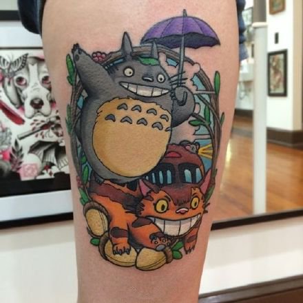 点击大图看下一张：萌萌的9款可爱龙猫纹身图案作品
