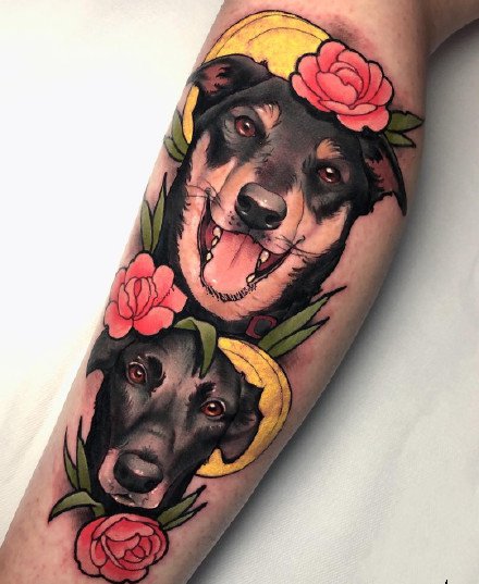 点击大图看下一张：newschool的18款宠物狗纹身作品图案