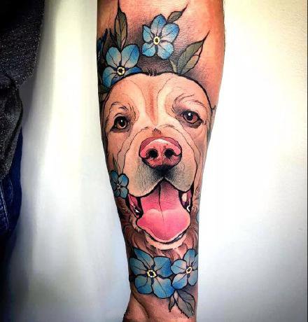 点击大图看下一张：newschool的18款宠物狗纹身作品图案