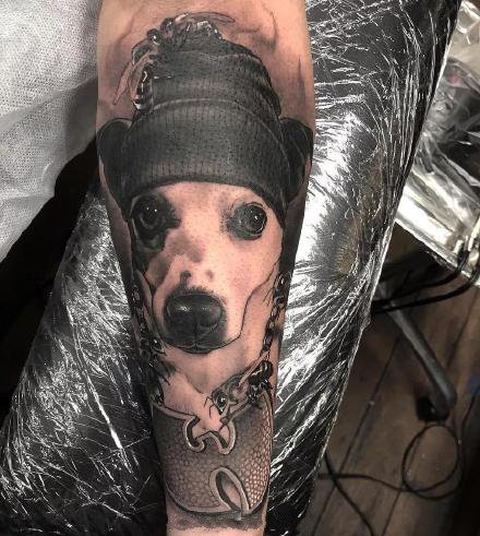 点击大图看下一张：newschool的18款宠物狗纹身作品图案