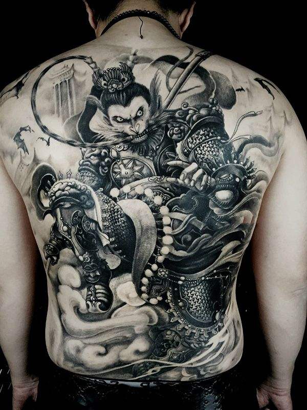 点击大图看下一张：孙悟空纹身 24款大满背的齐天大圣纹身图案作品