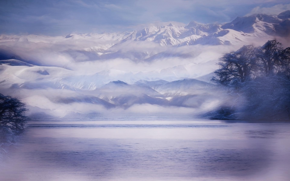 点击大图看下一张：超唯美的雪山风景图片桌面壁纸