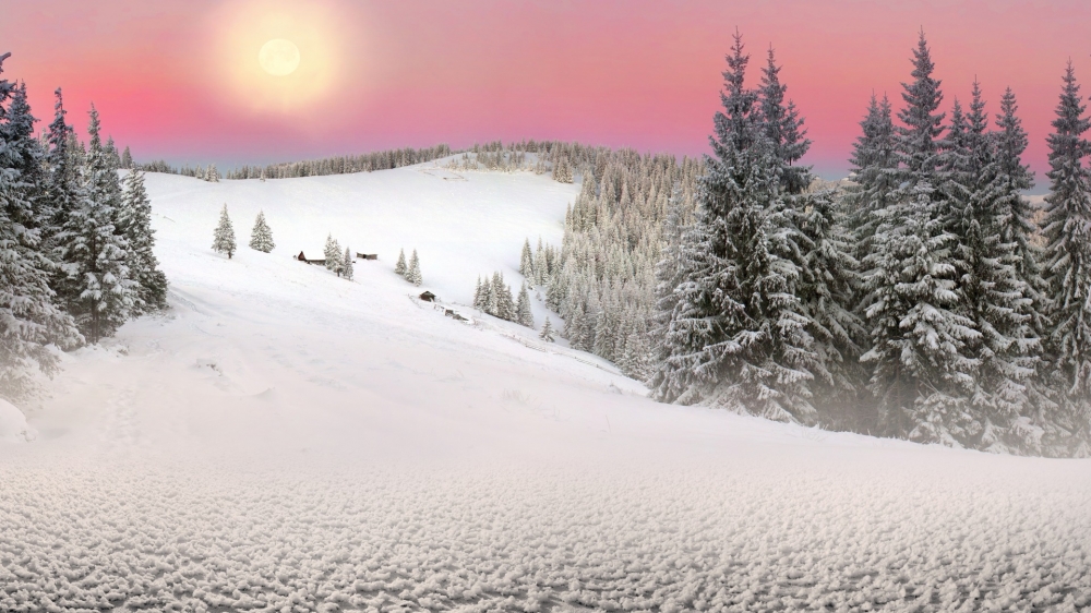 点击大图看下一张：迷人冬季雪景壁纸图片