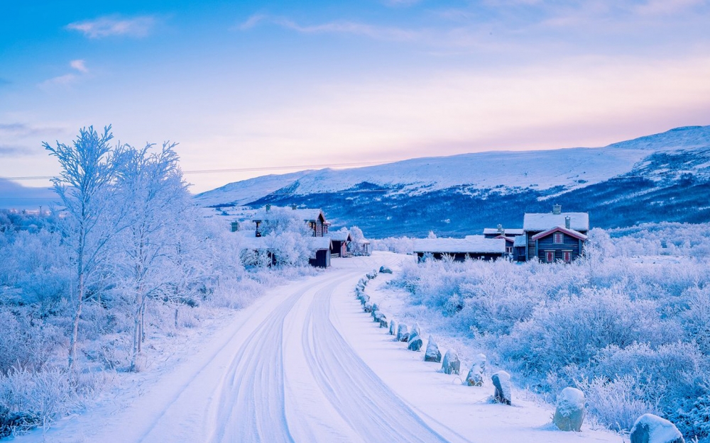点击大图看下一张：迷人冬季雪景壁纸图片