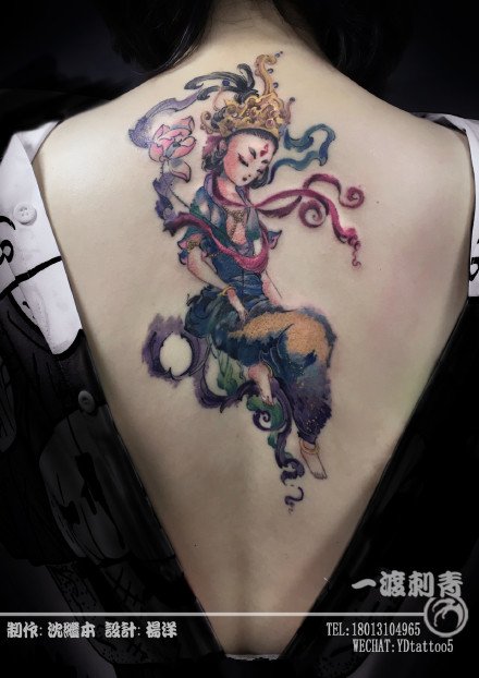点击大图看下一张：中国风水墨清新小纹身图案 苏州一渡刺青原创设计作品