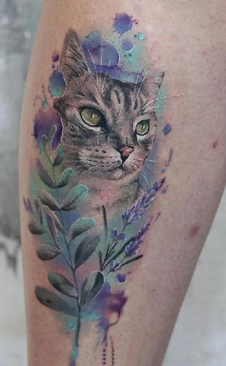 点击大图看下一张：铲屎官专属的一组9款猫纹身图案