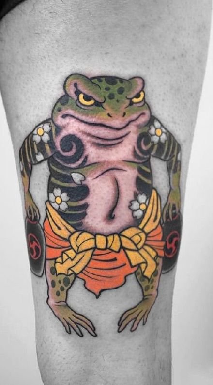 点击大图看下一张：日式青蛙主题的9款传统纹身图片
