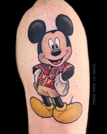 点击大图看下一张：米奇纹身 迪士尼米老鼠主题的9款school彩色纹身图案