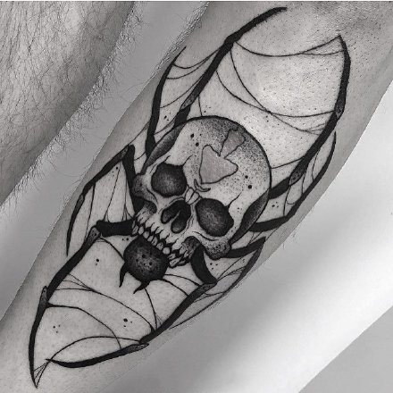 点击大图看下一张：9款骷髅纹身作品：骷髅代表着死亡，也代表新的开始