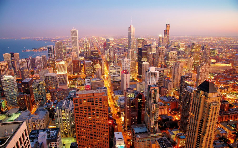 点击大图看下一张：美国芝加哥城市风景壁纸图片