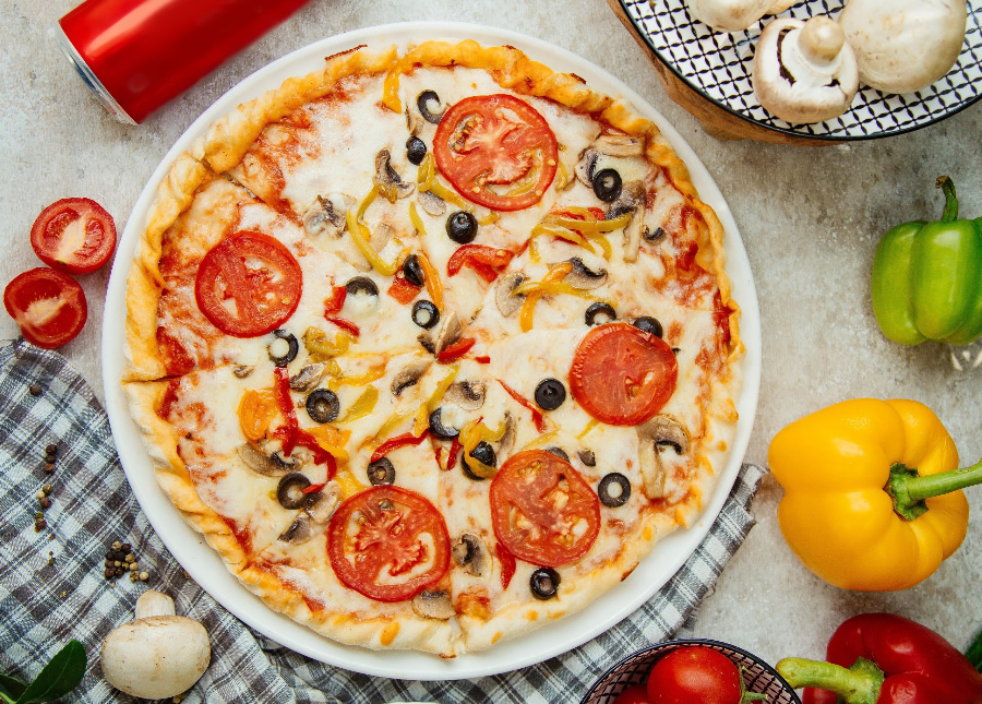点击大图看下一张：一组诱人的披萨美食图片