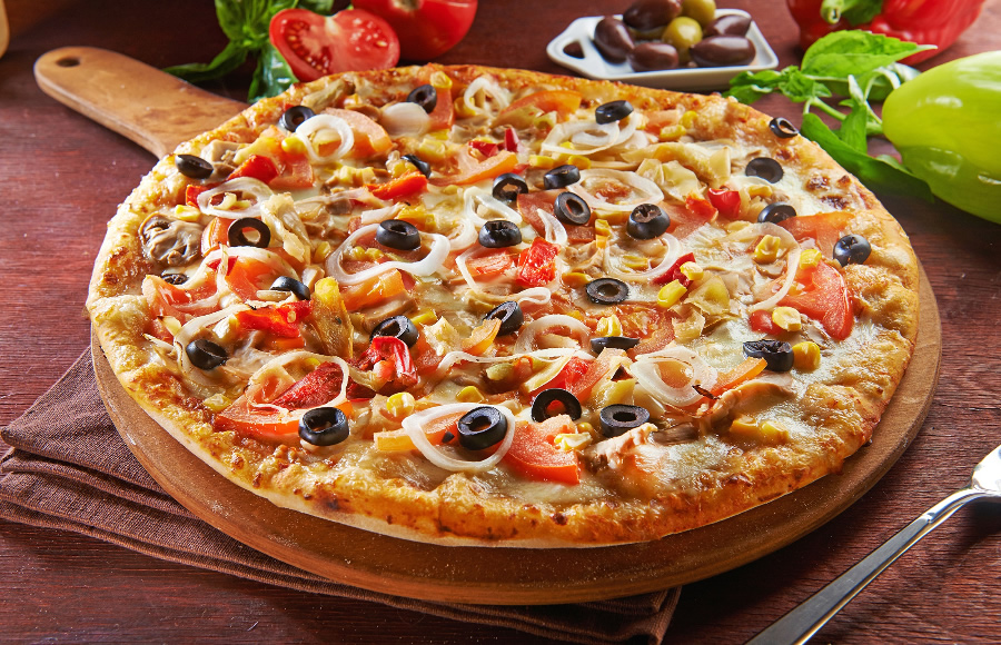 点击大图看下一张：一组诱人的披萨美食图片