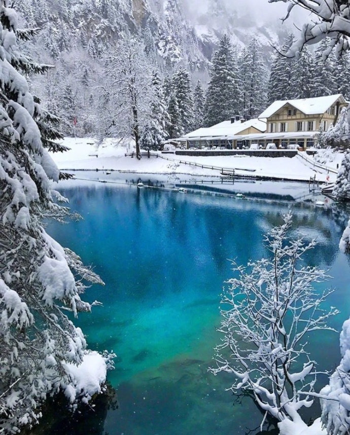 点击大图看下一张：瑞士的“九寨沟“， Blausee蓝湖