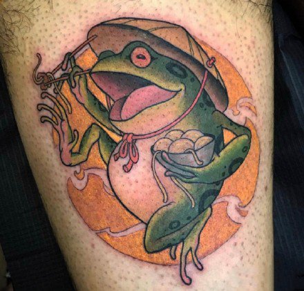 点击大图看下一张：日式可爱的9款青蛙纹身图片