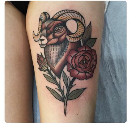 点击大图看下一张：羊头刺青 适合十二生肖羊的一组羊纹身作品图片