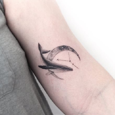 点击大图看下一张：小可爱的一组鲸鱼纹身图片作品