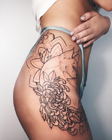 点击大图看下一张：女生大腿侧部漂亮性感的8款纹身作品