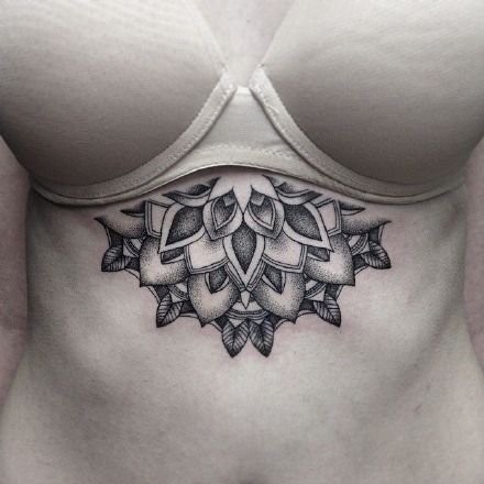 点击大图看下一张：女性双乳肩胸下性感私密处纹身图案