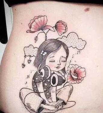 点击大图看下一张：童真可爱的小女孩题材纹身图案