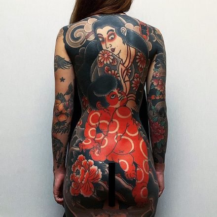 点击大图看下一张：老传统日式全胛大满背的6款纹身作品