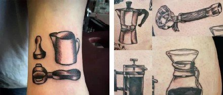 点击大图看下一张：咖啡主题相关的一组纹身图片