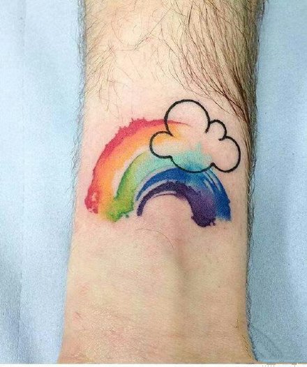 点击大图看下一张：极简的几款彩虹小纹身图片
