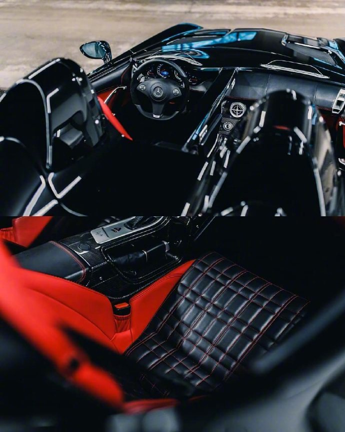 点击大图看下一张：黑色全敞篷奔驰 SLR Stirling Moss，经典
