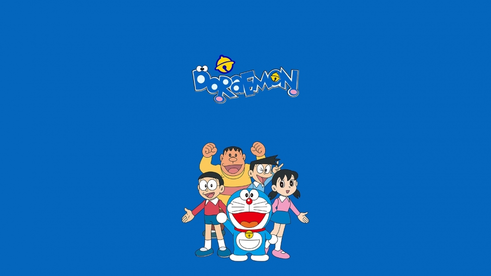 点击大图看下一张：一组蓝色背景可爱的哆啦A梦